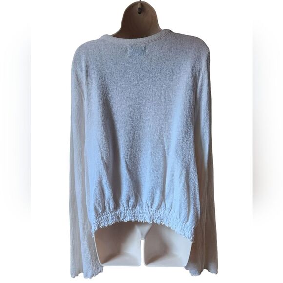 Madewell Top Textured Crinkle Cotton Fairy‎ Bell Sleeve Boho Indie White XL - Picture 7 of 14